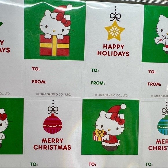 Sanrio Hello Kitty Christmas Sticker Sheet - Holiday Present Gift Tags -200 Tags - Picture 2 of 9
